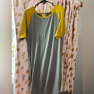 LuLaRoe Gray and Mustard Maxi Dress